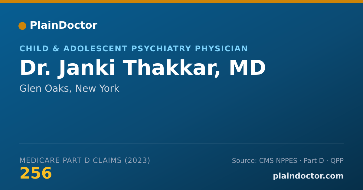 Shareable card for Janki Thakkar, MD - Child & Adolescent Psychiatry Physician, Glen Oaks, NY