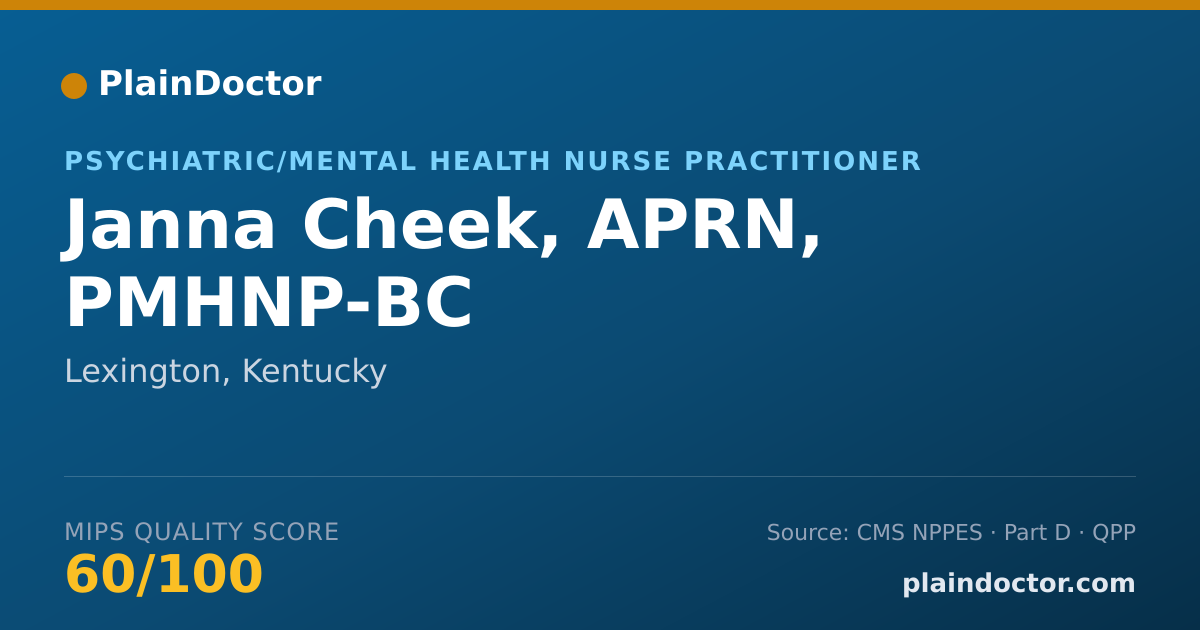 Shareable card for Janna Cheek, APRN, PMHNP-BC - Psychiatric/Mental Health Nurse Practitioner, Lexington, KY