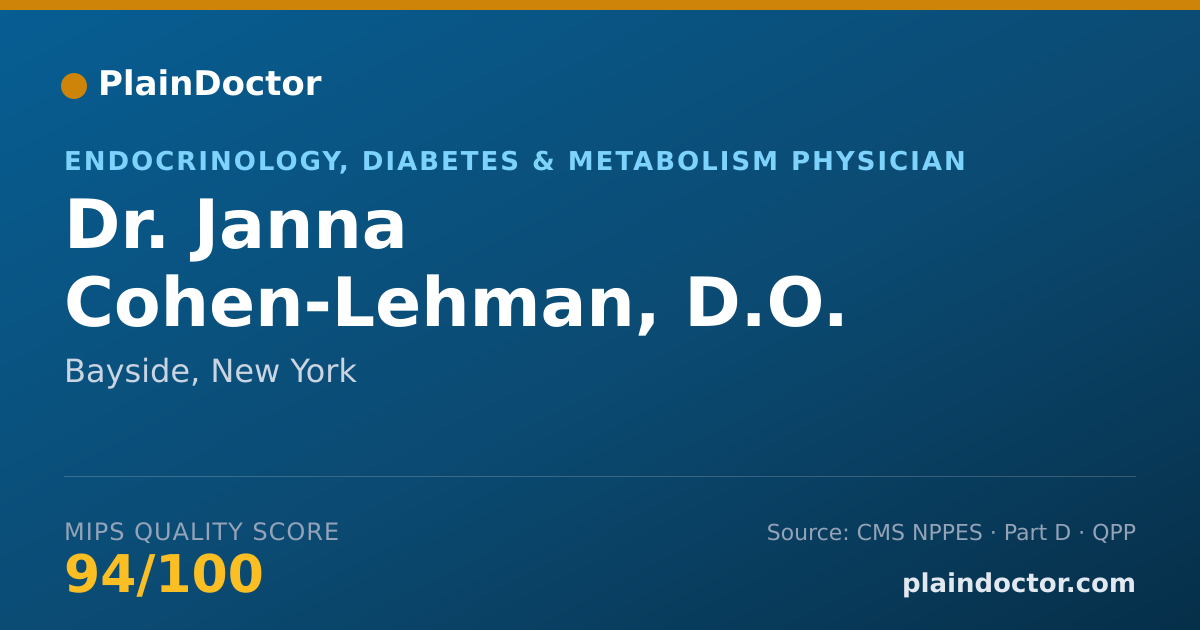 Shareable card for Janna Cohen-Lehman, D.O. - Endocrinology, Diabetes & Metabolism Physician, Bayside, NY