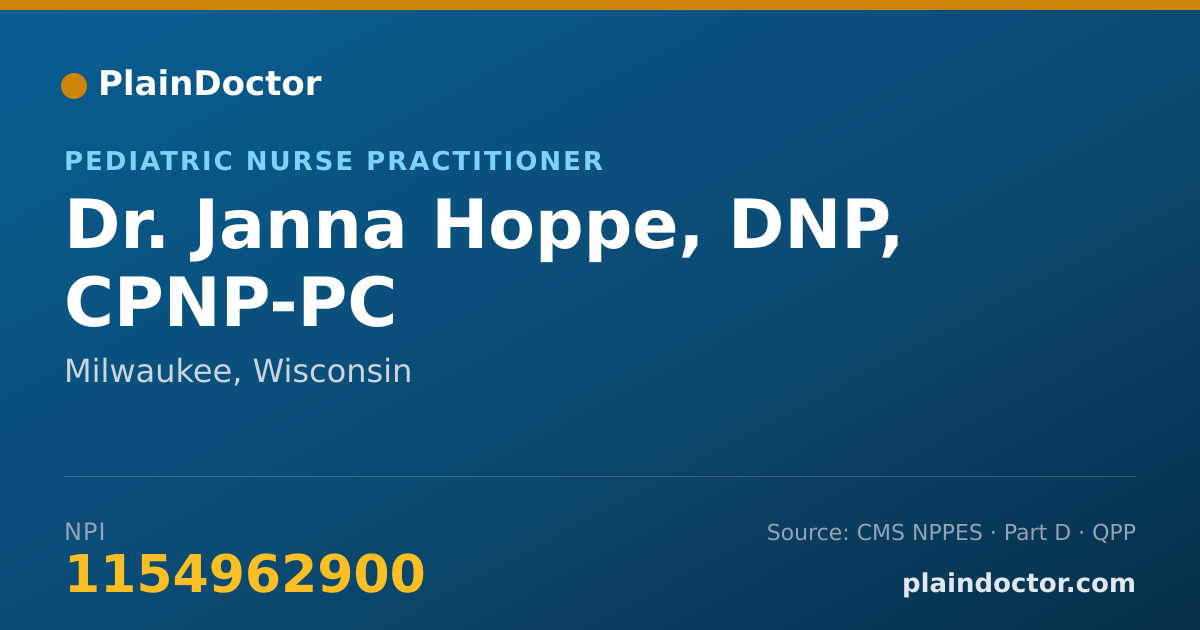 Shareable card for Janna Hoppe, DNP, CPNP-PC - Pediatric Nurse Practitioner, Milwaukee, WI