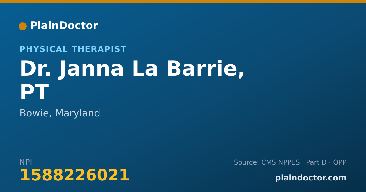Shareable card for Janna La Barrie, PT - Physical Therapist, Bowie, MD