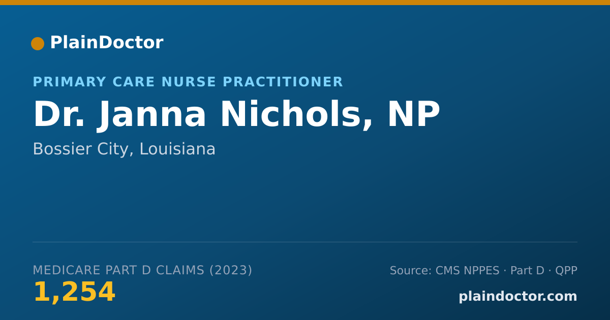 Shareable card for Janna Nichols, NP - Primary Care Nurse Practitioner, Bossier City, LA