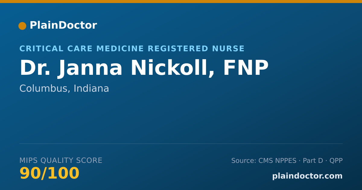 Shareable card for Janna Nickoll, FNP - Critical Care Medicine Registered Nurse, Columbus, IN