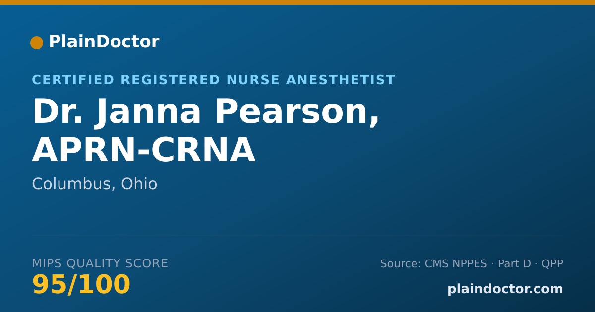 Shareable card for Janna Pearson, APRN-CRNA - Certified Registered Nurse Anesthetist, Columbus, OH