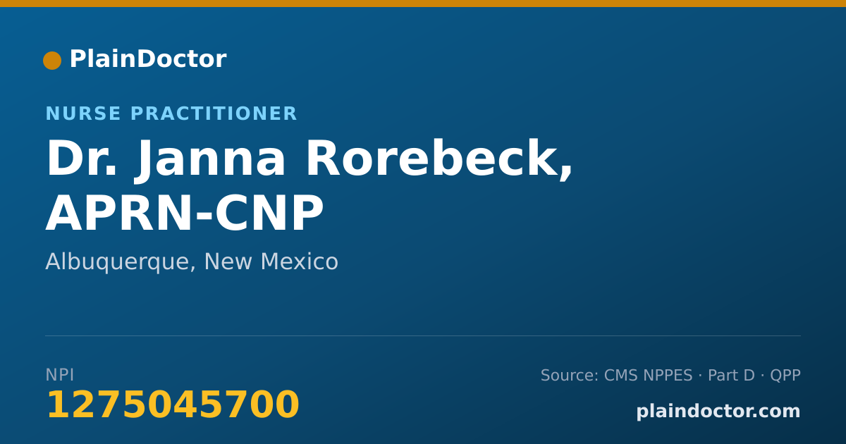 Shareable card for Janna Rorebeck, APRN-CNP - Nurse Practitioner, Albuquerque, NM
