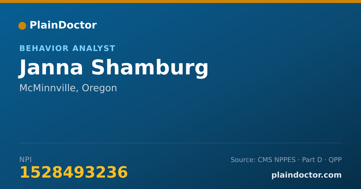 Shareable card for Janna Shamburg - Behavior Analyst, McMinnville, OR