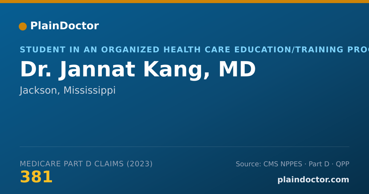 Shareable card for Jannat Kang, MD - Student in an Organized Health Care Education/Training Program, Jackson, MS