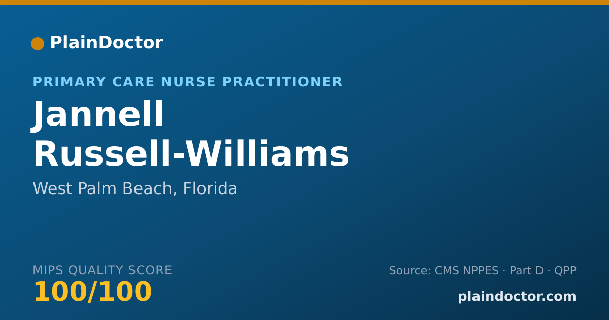 Shareable card for Jannell Russell-Williams - Primary Care Nurse Practitioner, West Palm Beach, FL