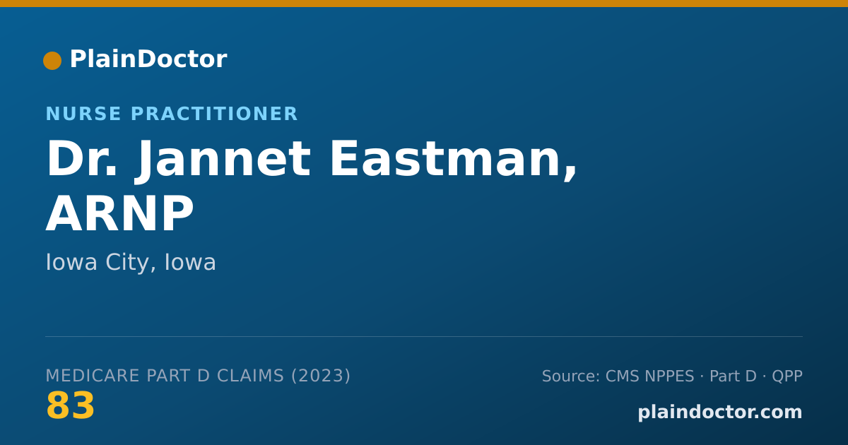 Shareable card for Jannet Eastman, ARNP - Nurse Practitioner, Iowa City, IA