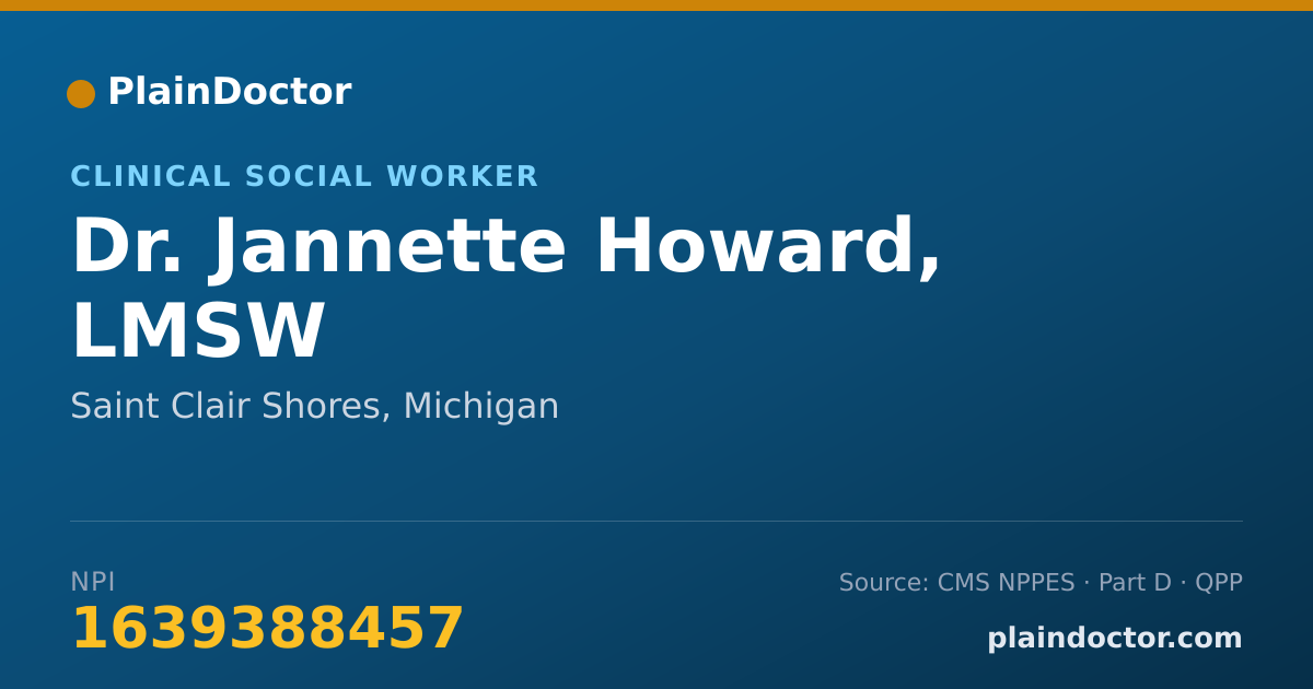 Shareable card for Jannette Howard, LMSW - Clinical Social Worker, Saint Clair Shores, MI
