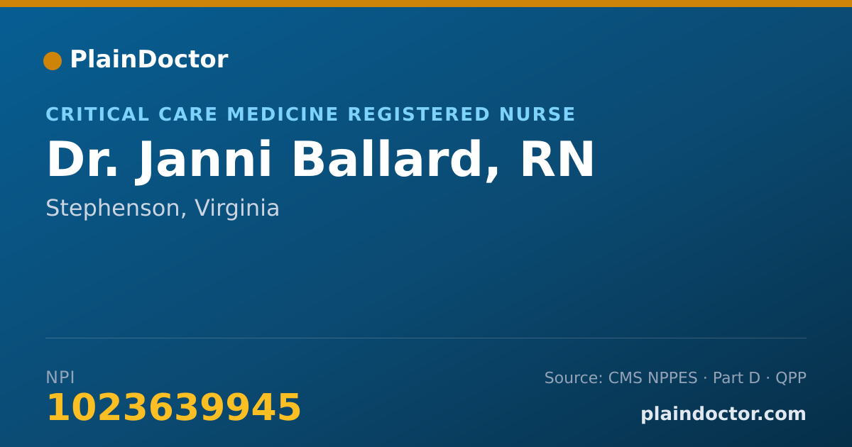 Shareable card for Janni Ballard, RN - Critical Care Medicine Registered Nurse, Stephenson, VA