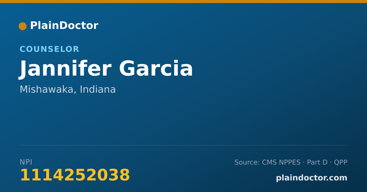 Shareable card for Jannifer Garcia - Counselor, Mishawaka, IN