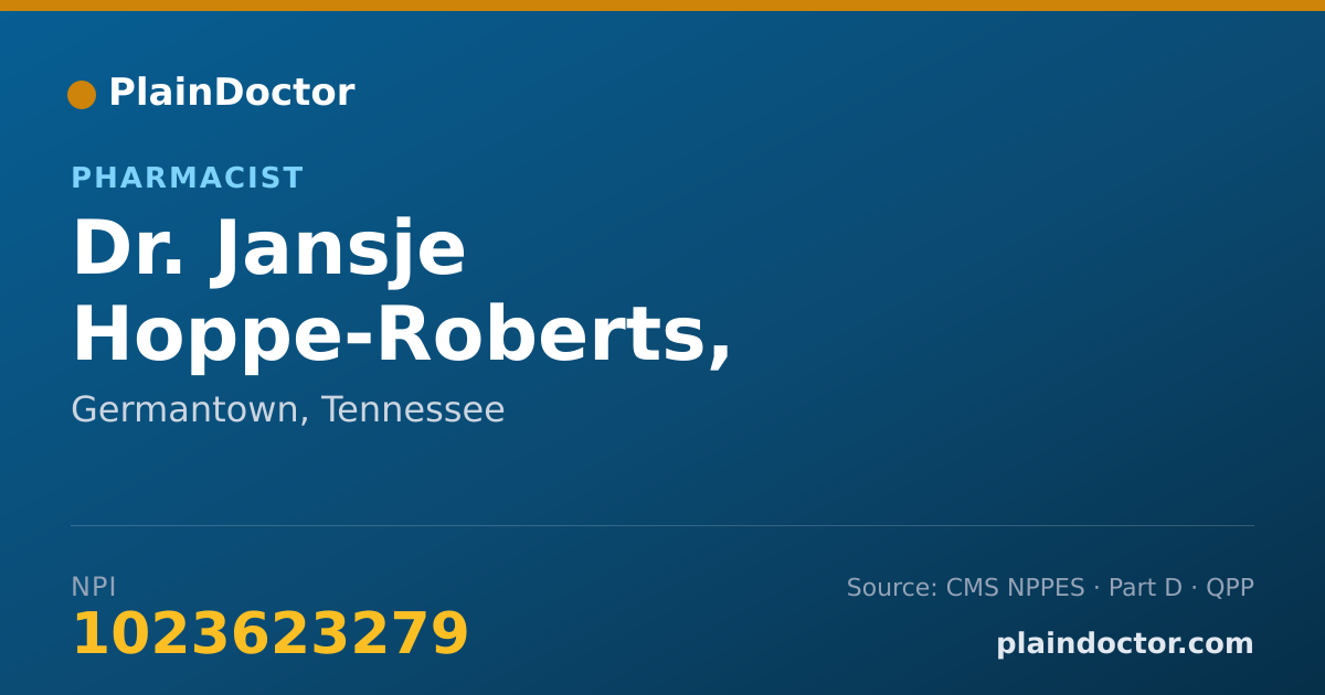 Shareable card for Jansje Hoppe-Roberts, PHARM.D. - Pharmacist, Germantown, TN