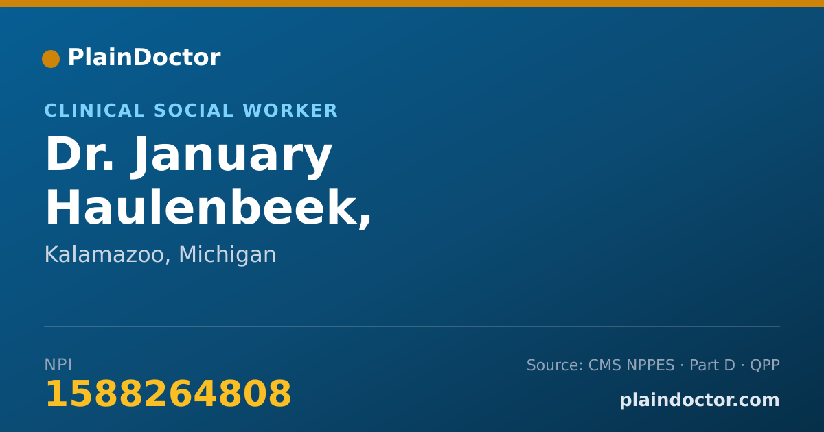 Shareable card for January Haulenbeek, LMSW-CLINICAL - Clinical Social Worker, Kalamazoo, MI