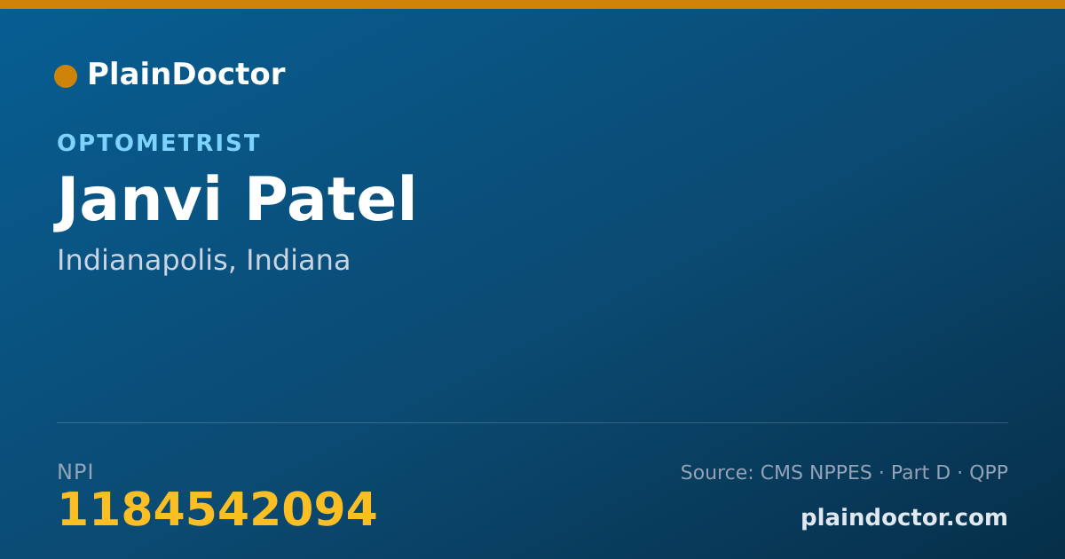 Shareable card for Janvi Patel - Optometrist, Indianapolis, IN