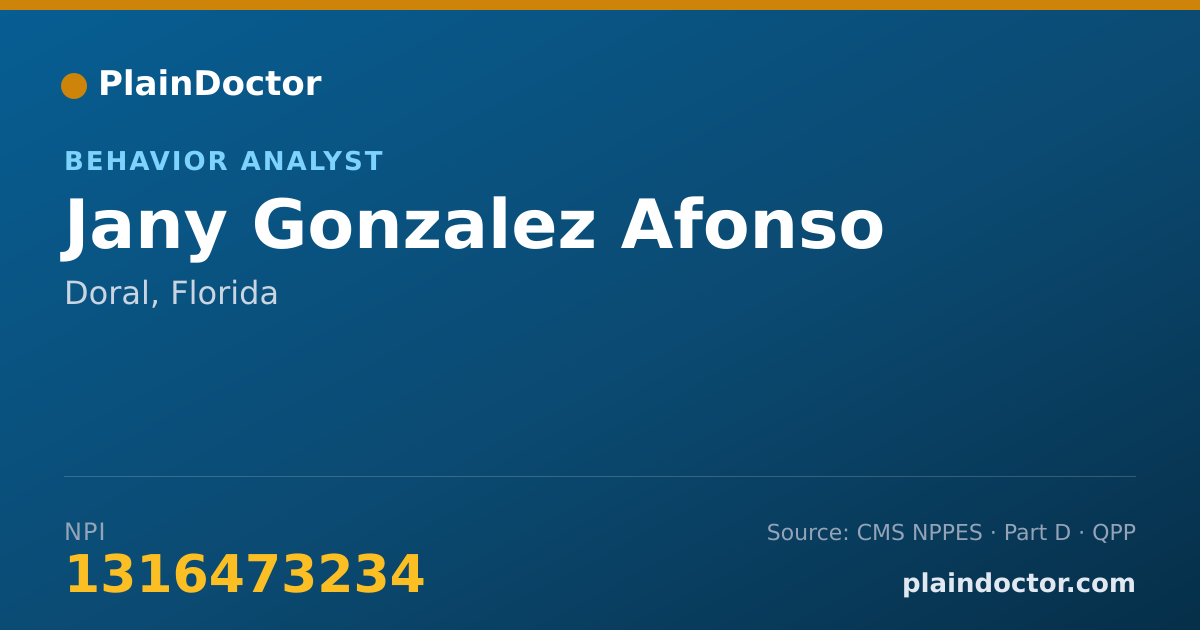 Shareable card for Jany Gonzalez Afonso - Behavior Analyst, Doral, FL