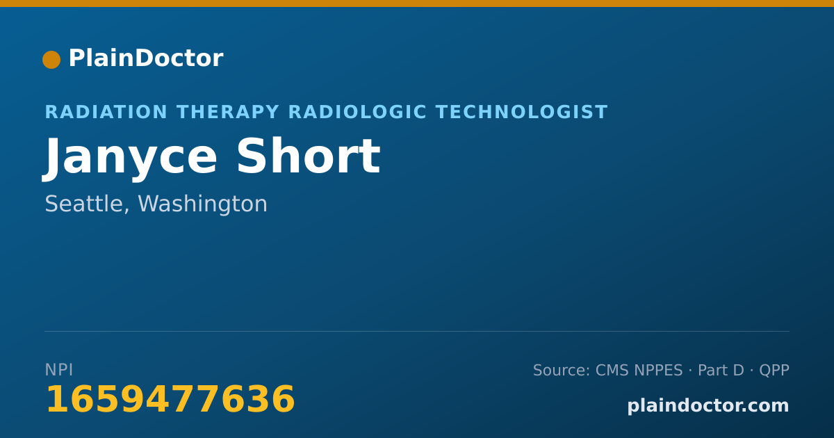 Shareable card for Janyce Short - Radiation Therapy Radiologic Technologist, Seattle, WA