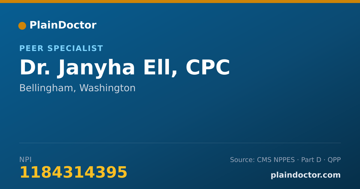 Shareable card for Janyha Ell, CPC - Peer Specialist, Bellingham, WA