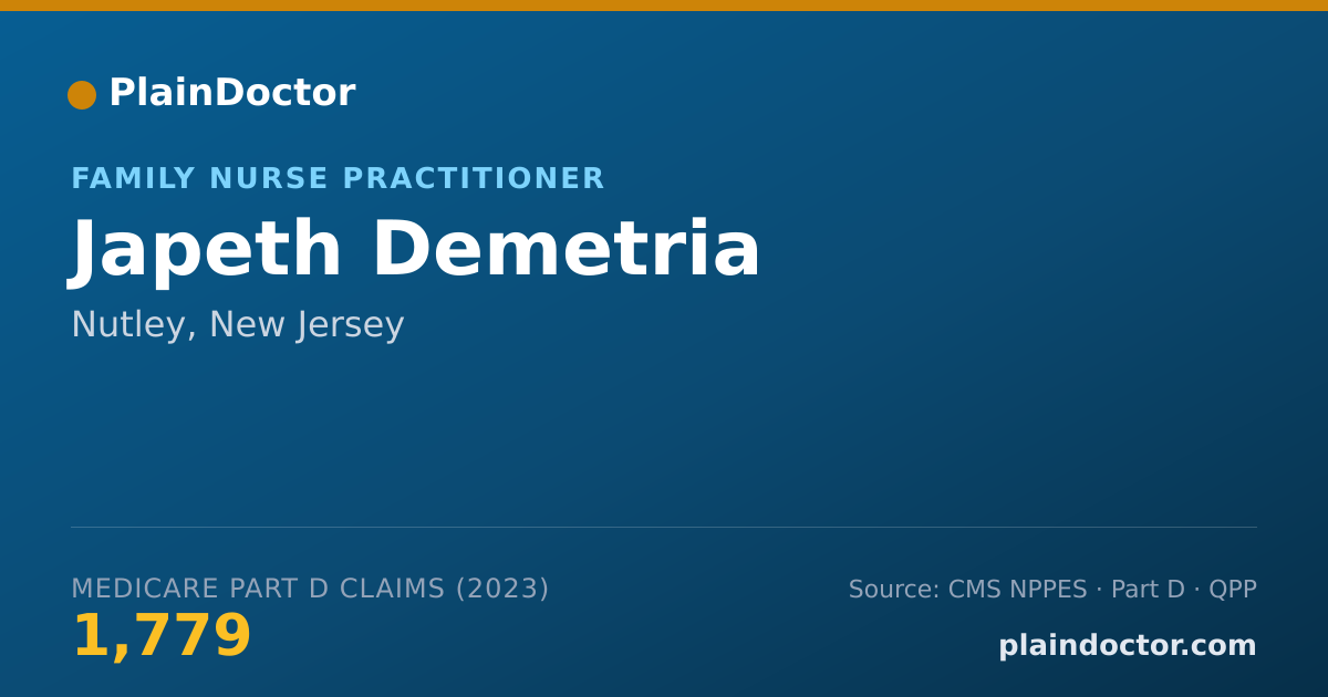 Shareable card for Japeth Demetria - Family Nurse Practitioner, Nutley, NJ