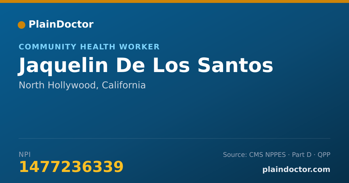 Shareable card for Jaquelin De Los Santos - Community Health Worker, North Hollywood, CA
