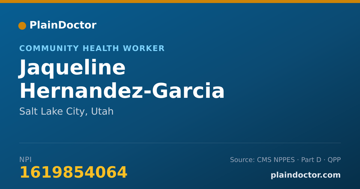 Shareable card for Jaqueline Hernandez-Garcia - Community Health Worker, Salt Lake City, UT
