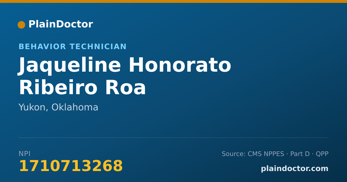 Shareable card for Jaqueline Honorato Ribeiro Roa - Behavior Technician, Yukon, OK