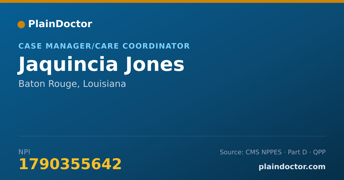 Shareable card for Jaquincia Jones - Case Manager/Care Coordinator, Baton Rouge, LA