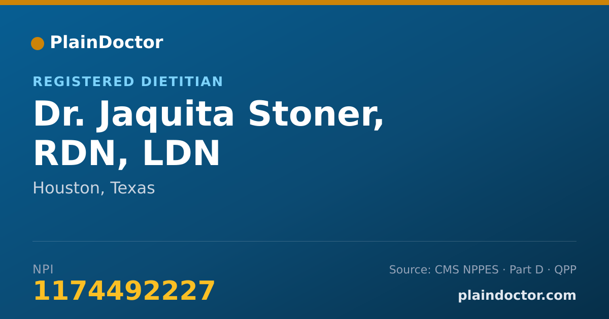 Shareable card for Jaquita Stoner, RDN, LDN - Registered Dietitian, Houston, TX