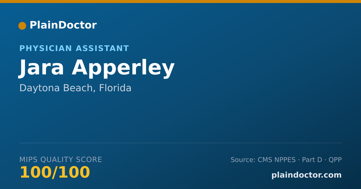 Shareable card for Jara Apperley - Physician Assistant, Daytona Beach, FL
