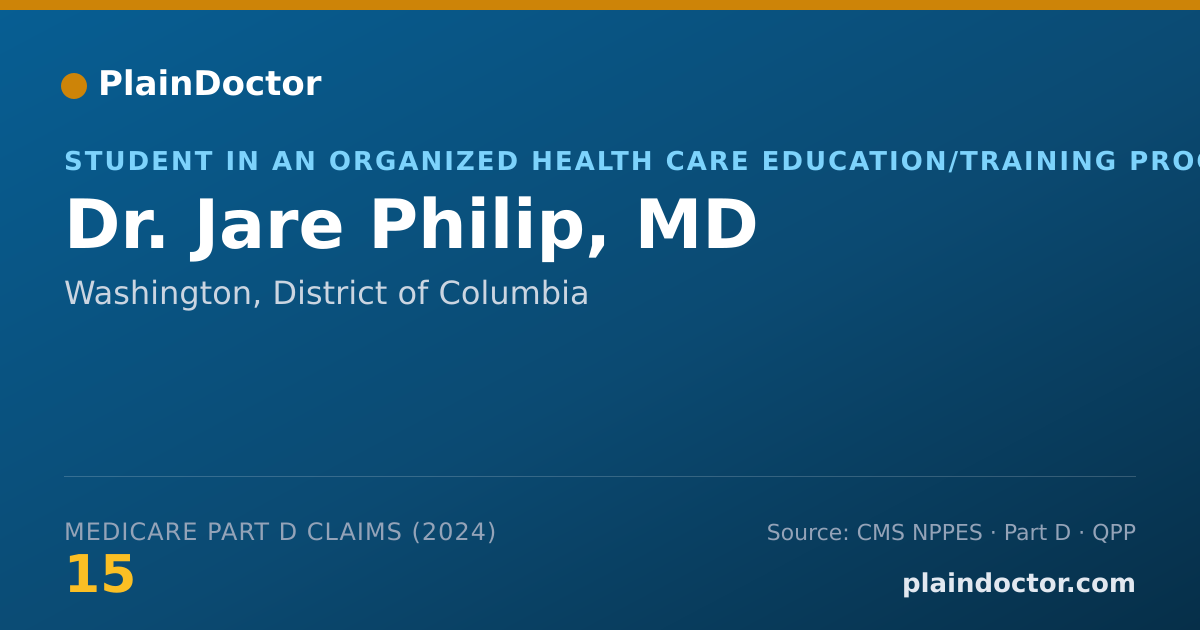 Shareable card for Jare Philip, MD - Student in an Organized Health Care Education/Training Program, Washington, DC