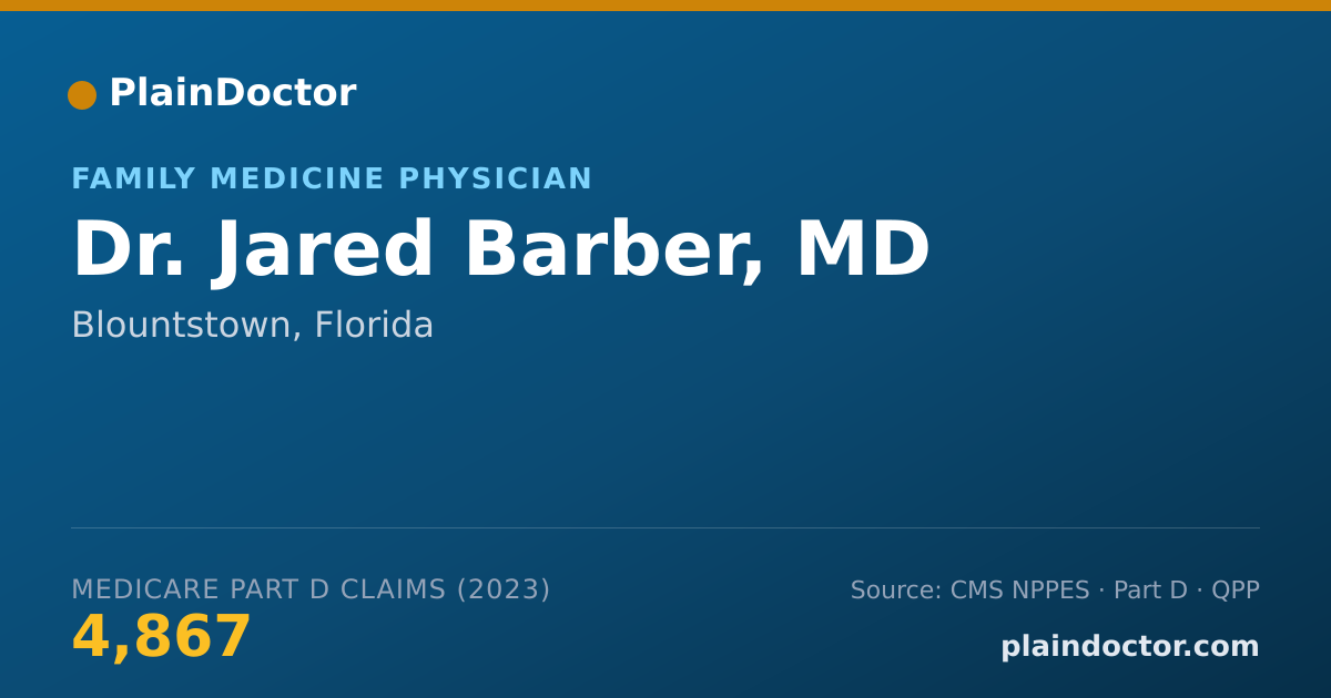 Shareable card for Jared Barber, MD - Family Medicine Physician, Blountstown, FL