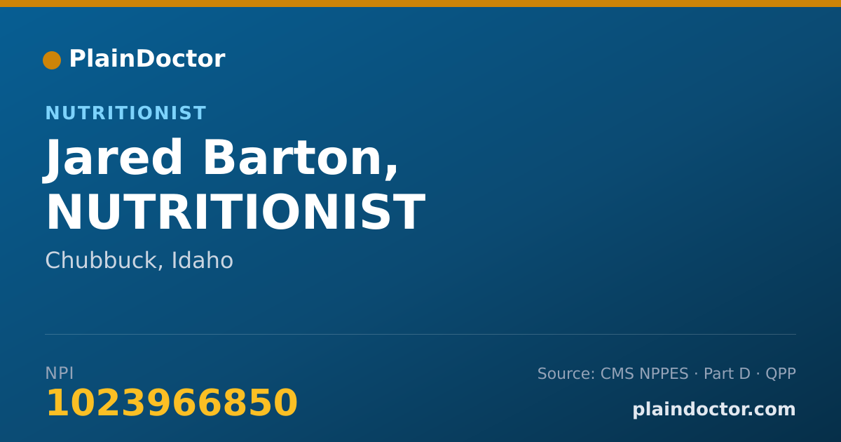 Shareable card for Jared Barton, NUTRITIONIST - Nutritionist, Chubbuck, ID