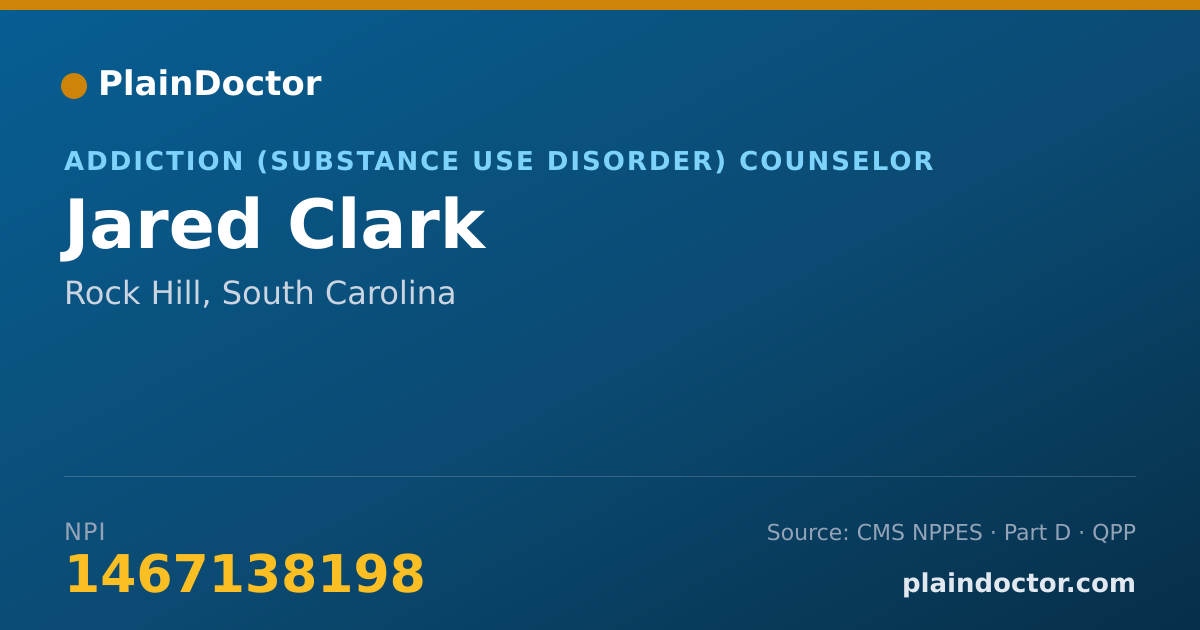 Shareable card for Jared Clark - Addiction (Substance Use Disorder) Counselor, Rock Hill, SC