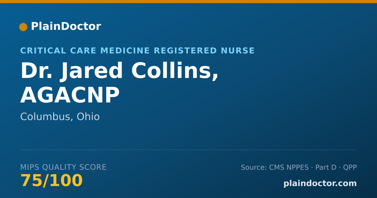 Shareable card for Jared Collins, AGACNP - Critical Care Medicine Registered Nurse, Columbus, OH