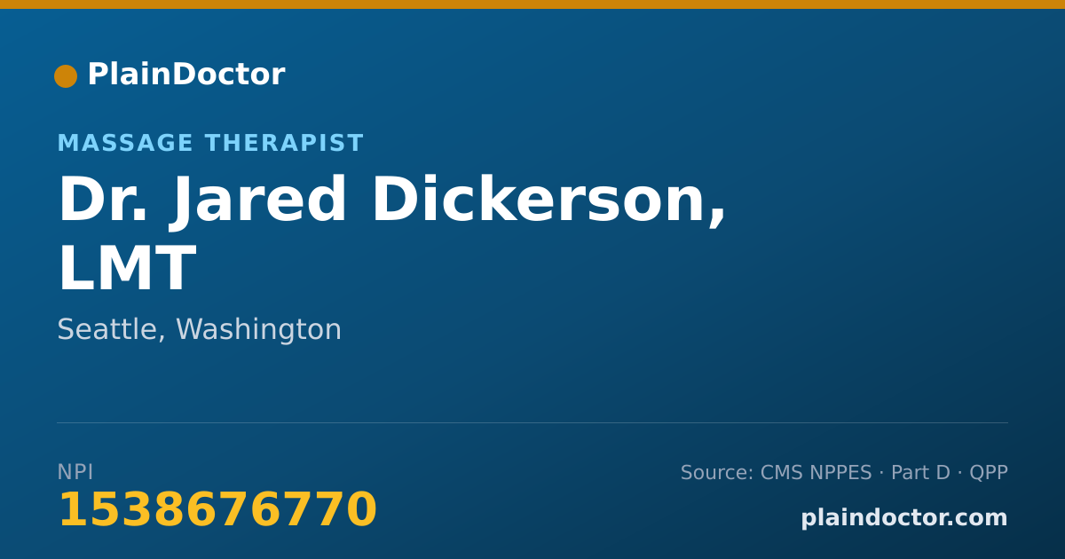 Shareable card for Jared Dickerson, LMT - Massage Therapist, Seattle, WA