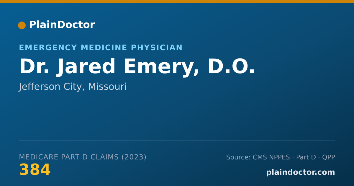 Shareable card for Jared Emery, D.O. - Emergency Medicine Physician, Jefferson City, MO