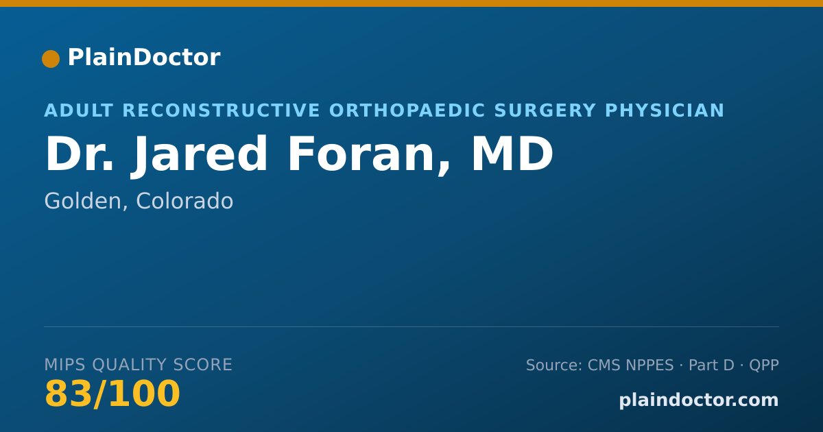 Shareable card for Jared Foran, MD - Adult Reconstructive Orthopaedic Surgery Physician, Golden, CO