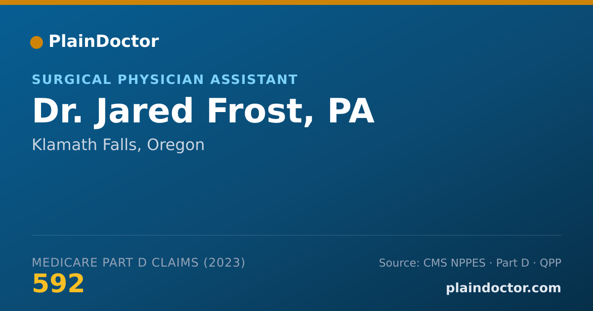 Shareable card for Jared Frost, PA - Surgical Physician Assistant, Klamath Falls, OR