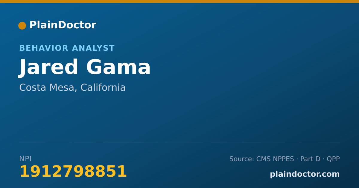 Shareable card for Jared Gama - Behavior Analyst, Costa Mesa, CA