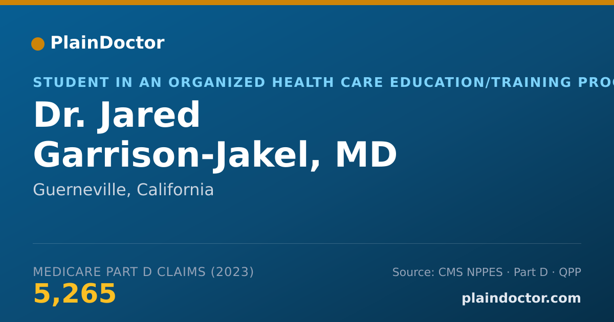 Shareable card for Jared Garrison-Jakel, MD - Student in an Organized Health Care Education/Training Program, Guerneville, CA