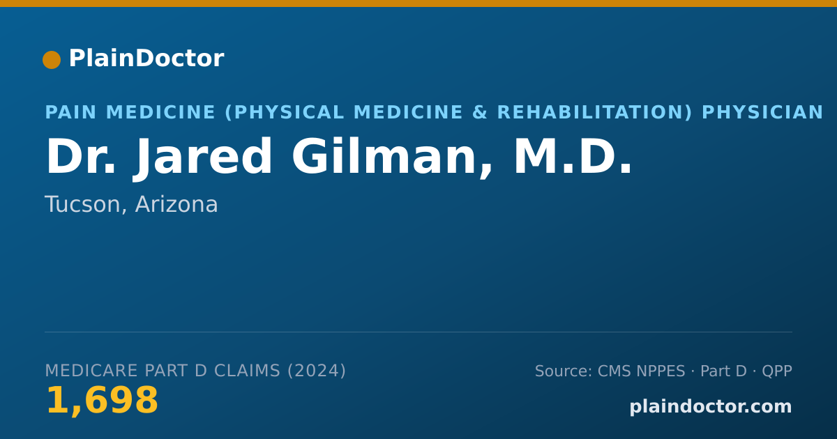 Shareable card for Jared Gilman, M.D. - Pain Medicine (Physical Medicine & Rehabilitation) Physician, Tucson, AZ