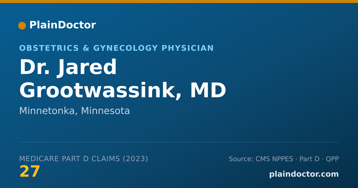 Shareable card for Jared Grootwassink, MD - Obstetrics & Gynecology Physician, Minnetonka, MN