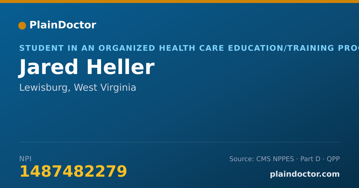 Shareable card for Jared Heller - Student in an Organized Health Care Education/Training Program, Lewisburg, WV