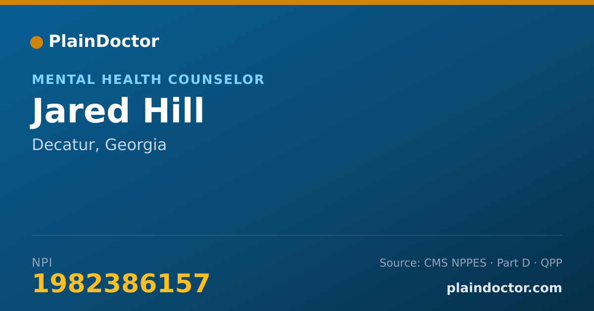 Shareable card for Jared Hill - Mental Health Counselor, Decatur, GA