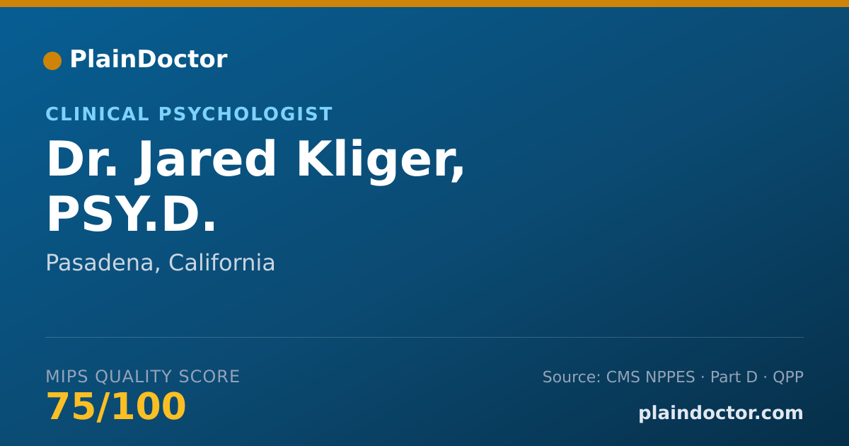 Shareable card for Jared Kliger, PSY.D. - Clinical Psychologist, Pasadena, CA