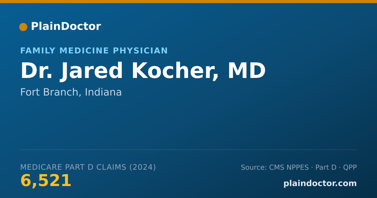 Shareable card for Jared Kocher, MD - Family Medicine Physician, Fort Branch, IN