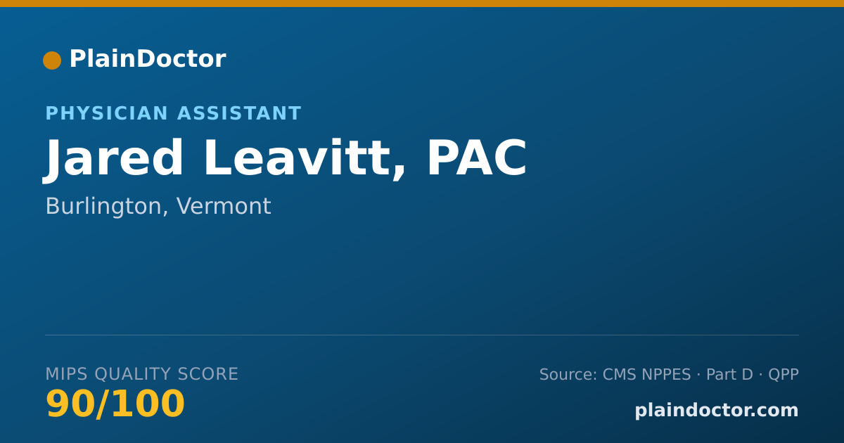 Shareable card for Jared Leavitt, PAC - Physician Assistant, Burlington, VT