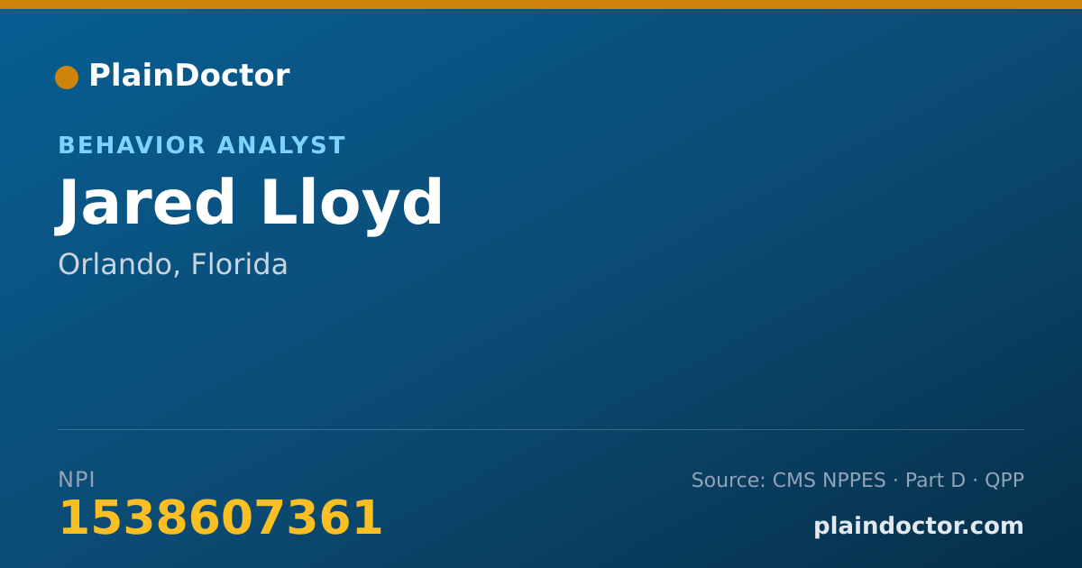 Shareable card for Jared Lloyd - Behavior Analyst, Orlando, FL