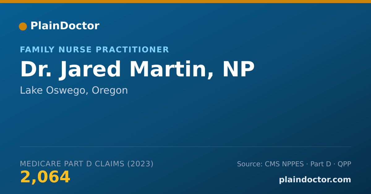 Shareable card for Jared Martin, NP - Family Nurse Practitioner, Lake Oswego, OR