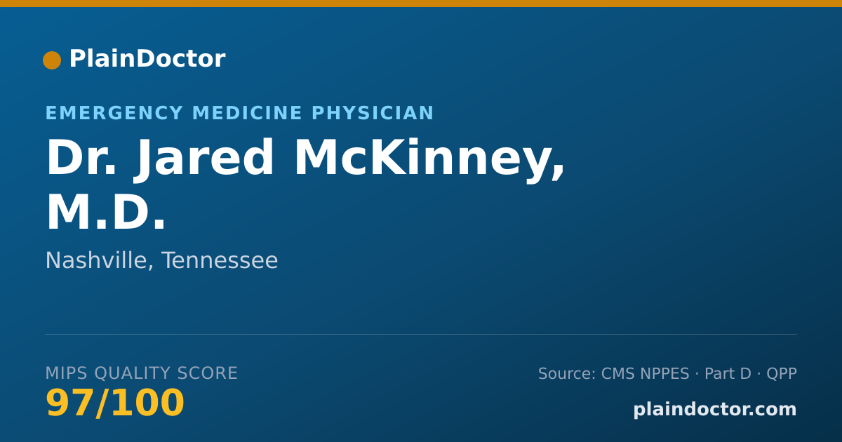 Shareable card for Jared McKinney, M.D. - Emergency Medicine Physician, Nashville, TN